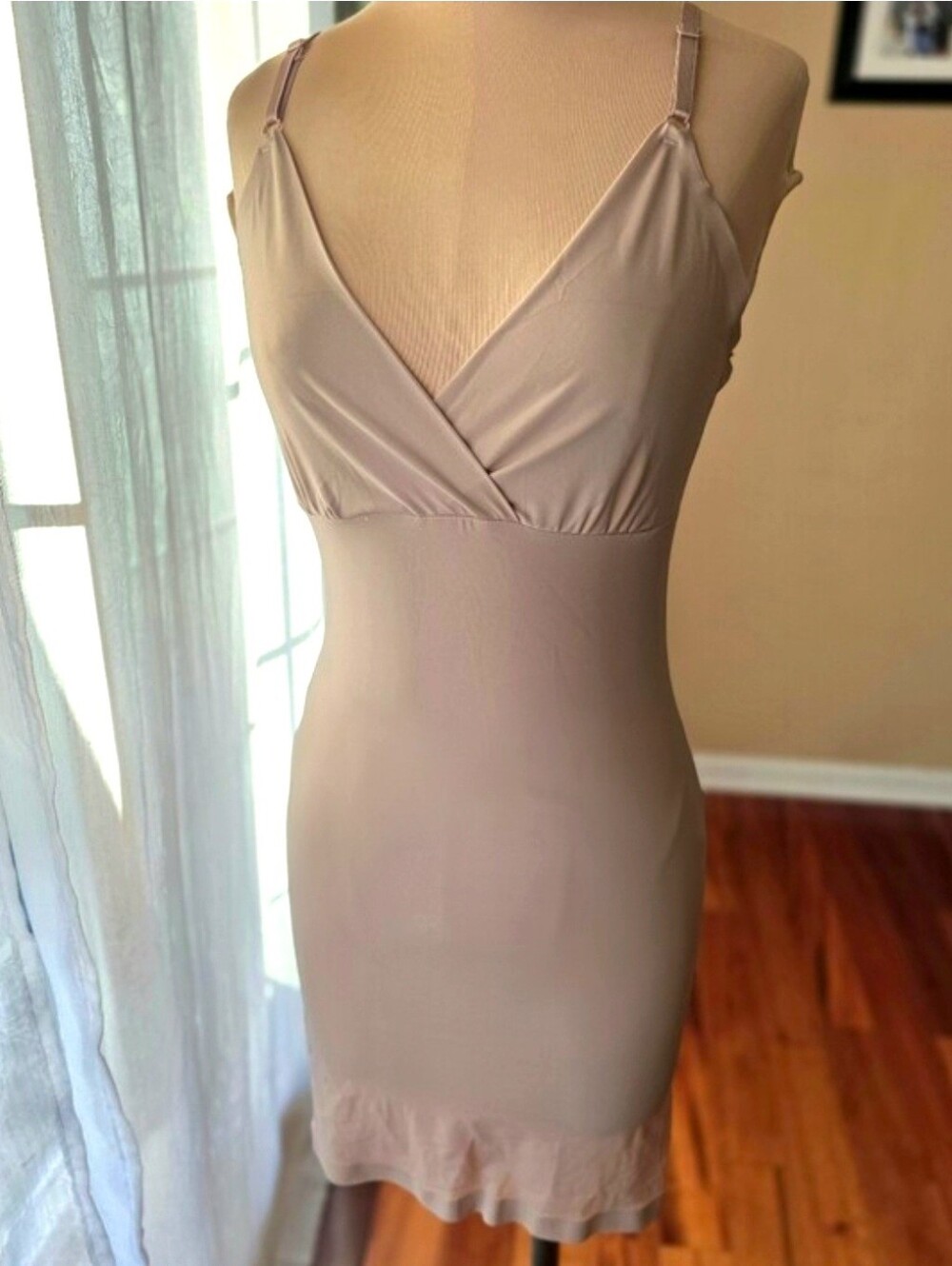 Warner’s Nude Shaping Full Slip Dress Cross Front Tummy Control Size‎ L/XL